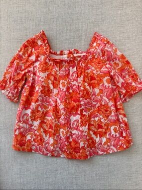 Janie and Jack Floral Blouse in Pink & Orange